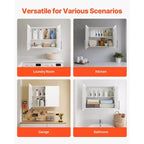 Armoire Murale de Buanderie VEVOR, Armoire Murale Suspendue à 2 Niveaux avec Étagère Réglable, Rangement de 32 po avec 2 Portes, Blanc