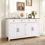 Meuble de Bar à Café VEVOR, Table de Bar à Café de Ferme avec 2 Tiroirs, Buffet avec 4 Portes Coulissantes, 139,9 x 39,4 x 80 cm, Blanc