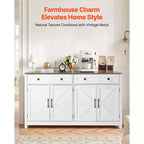 Meuble de Bar à Café VEVOR, Table de Bar à Café de Ferme avec 2 Tiroirs, Buffet avec 4 Portes Coulissantes, 139,9 x 39,4 x 80 cm, Blanc