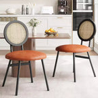 Chaises de salle à manger modernes en rotin, chaises de cuisine avec coussin rembourré et pieds en métal pour petit espace, salon, café, restaurant