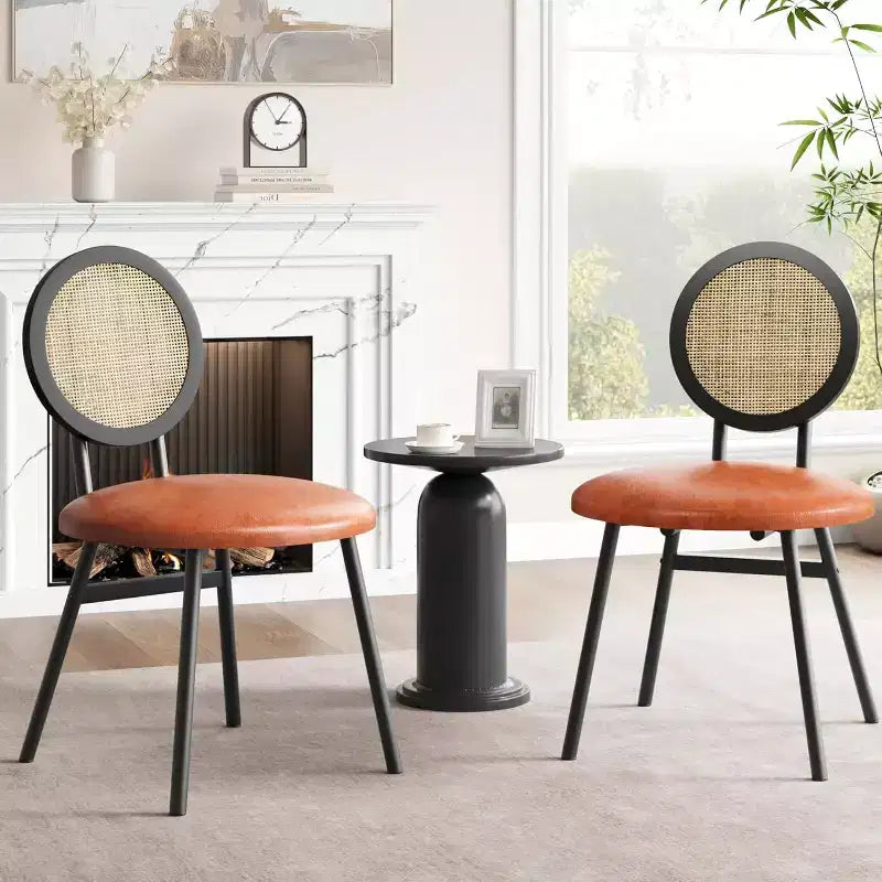 Chaises de salle à manger modernes en rotin, chaises de cuisine avec coussin rembourré et pieds en métal pour petit espace, salon, café, restaurant