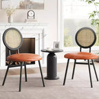 Chaises de salle à manger modernes en rotin, chaises de cuisine avec coussin rembourré et pieds en métal pour petit espace, salon, café, restaurant