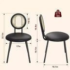 Chaises de salle à manger modernes en rotin, chaises de cuisine avec coussin rembourré et pieds en métal pour petit espace, salon, café, restaurant