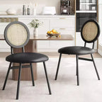 Chaises de salle à manger modernes en rotin, chaises de cuisine avec coussin rembourré et pieds en métal pour petit espace, salon, café, restaurant
