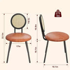 Chaises de salle à manger modernes en rotin, chaises de cuisine avec coussin rembourré et pieds en métal pour petit espace, salon, café, restaurant