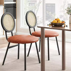 Chaises de salle à manger modernes en rotin, chaises de cuisine avec coussin rembourré et pieds en métal pour petit espace, salon, café, restaurant