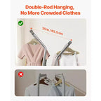 Porte-vêtements VEVOR, portant à vêtements roulant avec 2 tringles et panier de rangement, capacité de charge de 150 kg, argent