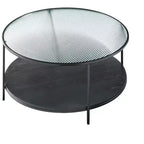GDFStudio Carson Ensemble table basse et table d'appoint rondes modernes en métal 2 pièces avec plateau en verre