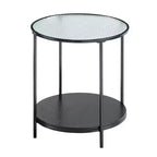 GDFStudio Carson Ensemble table basse et table d'appoint rondes modernes en métal 2 pièces avec plateau en verre