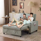 Canapé-lit convertible inclinable en cuir rembourré anti-griffes pour petits espaces avec coussins