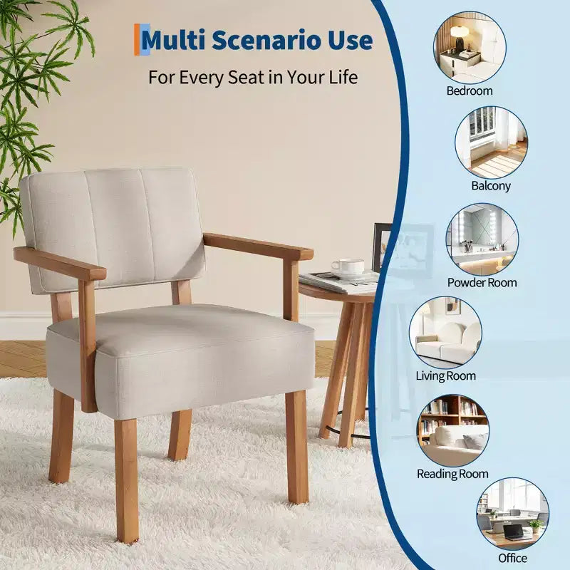 Fauteuil d'appoint moderne avec cadre en bois pour salon, chambre et salle à manger