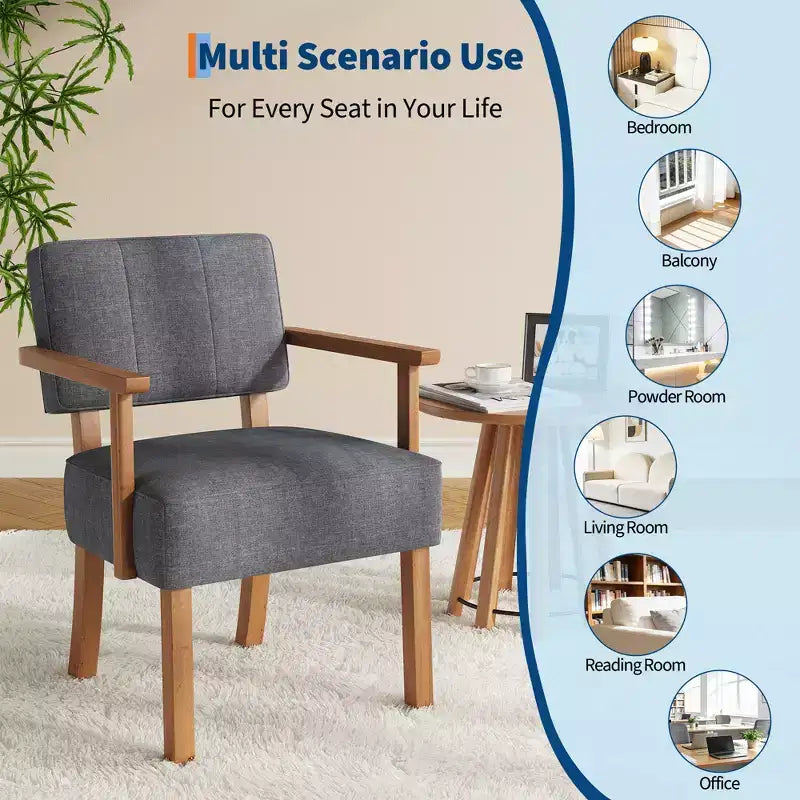 Fauteuil d'appoint moderne avec cadre en bois pour salon, chambre et salle à manger