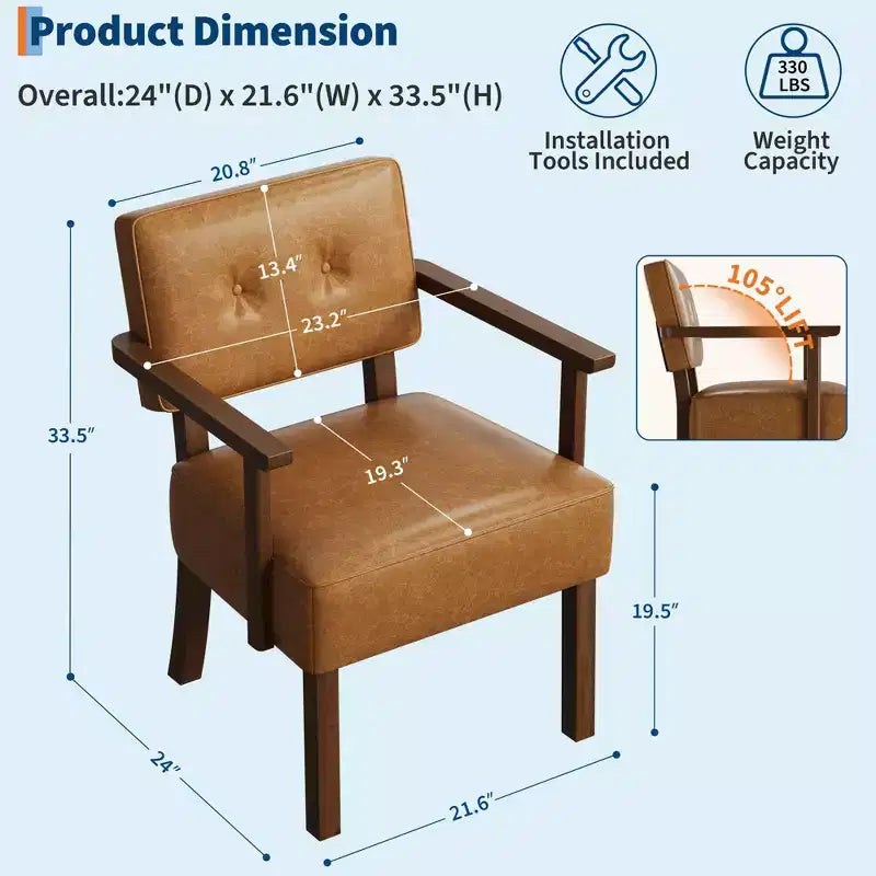 Fauteuil d'appoint moderne avec cadre en bois pour salon, chambre et salle à manger