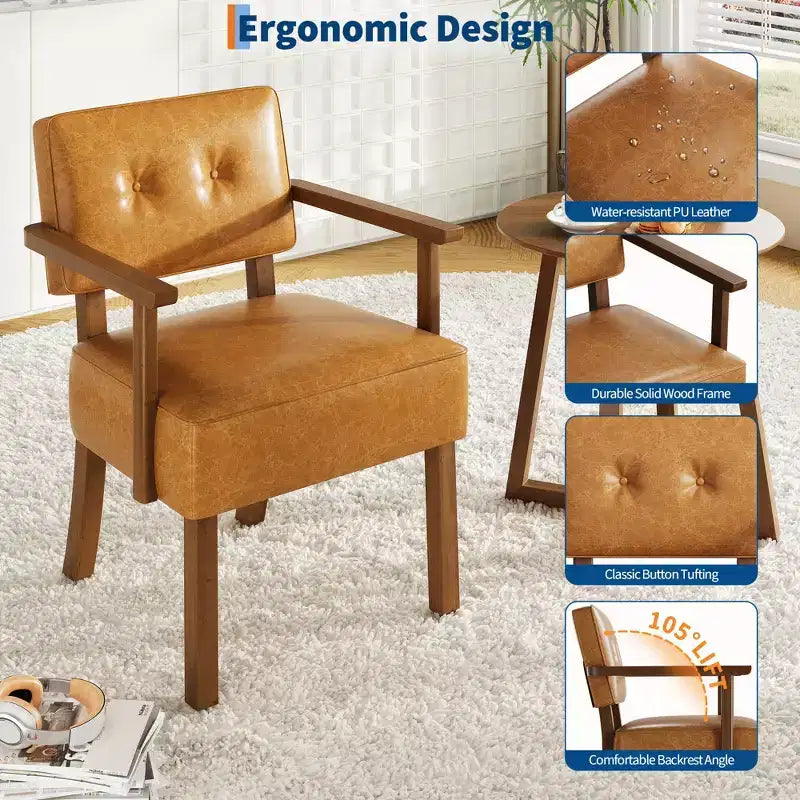 Fauteuil d'appoint moderne avec cadre en bois pour salon, chambre et salle à manger