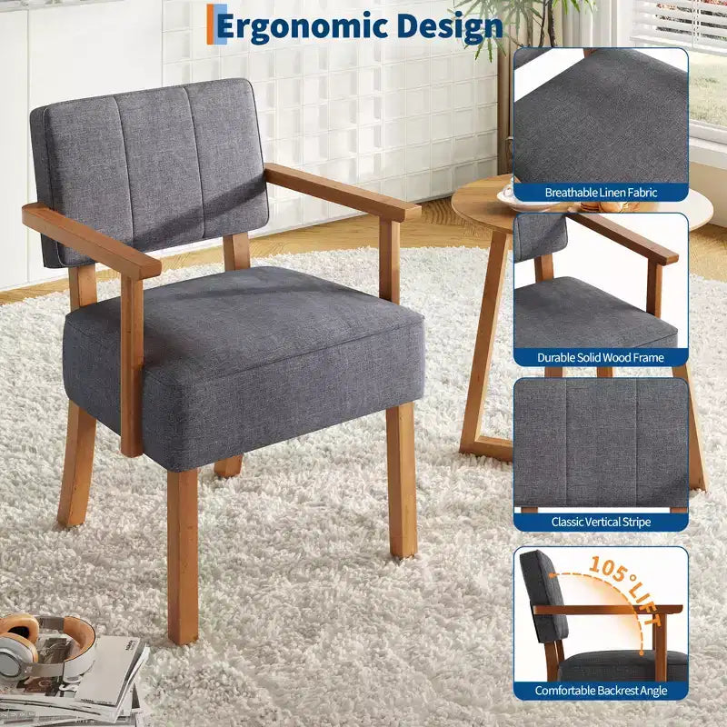 Fauteuil d'appoint moderne avec cadre en bois pour salon, chambre et salle à manger