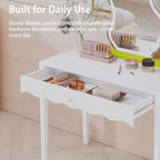 Coiffeuse blanche avec tiroir, petite table d'écriture de bureau, table console de rangement d'entrée (Table uniquement incluse) - ModernLuxe