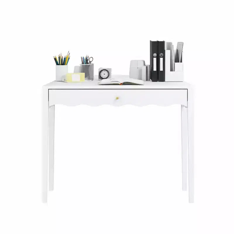 Coiffeuse blanche avec tiroir, petite table d'écriture de bureau, table console de rangement d'entrée (Table uniquement incluse) - ModernLuxe