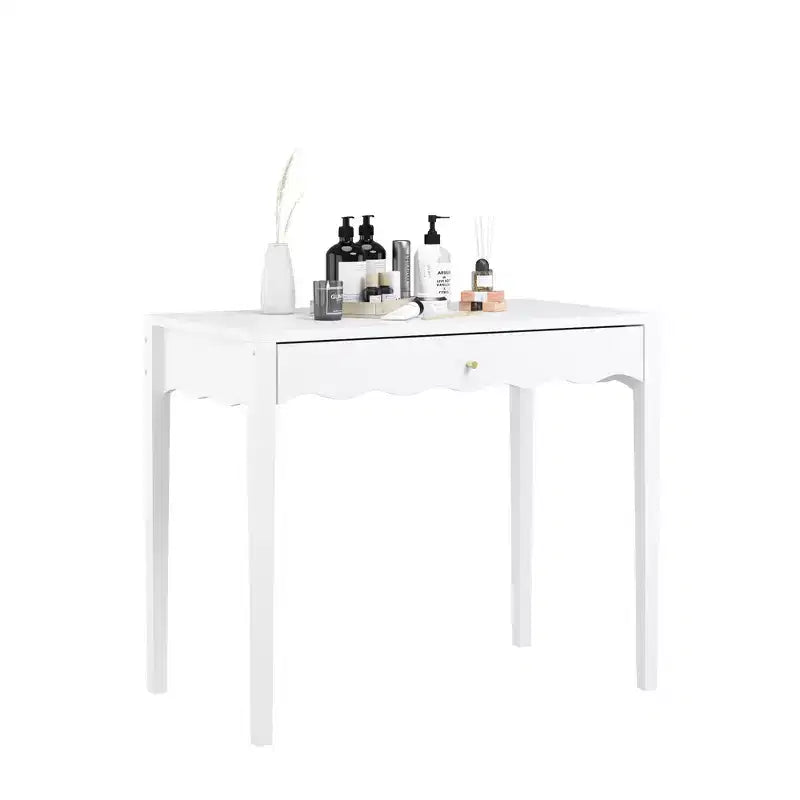 Coiffeuse blanche avec tiroir, petite table d'écriture de bureau, table console de rangement d'entrée (Table uniquement incluse) - ModernLuxe