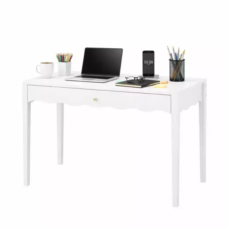 Coiffeuse blanche avec tiroir, petite table d'écriture de bureau, table console de rangement d'entrée (Table uniquement incluse) - ModernLuxe