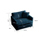 Fauteuil d'appoint profond surdimensionné Homy Casa avec coussin, bleu