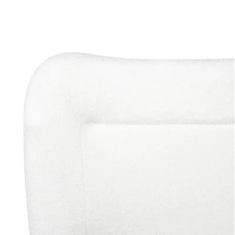 Cadre de lit plateforme minimaliste Queen/King avec tête de lit capitonnée douce, design incurvé, blanc crème - ModernLuxe