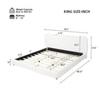 Cadre de lit plateforme minimaliste Queen/King avec tête de lit capitonnée douce, design incurvé, blanc crème - ModernLuxe