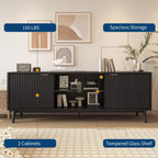 Meuble TV noir moderne, étagère réglable et meuble de rangement à 2 portes, meuble de divertissement pour salon ou chambre à coucher