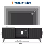 Meuble TV noir moderne, étagère réglable et meuble de rangement à 2 portes, meuble de divertissement pour salon ou chambre à coucher