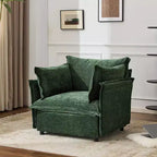VINGLI Fauteuils d'appoint, Vert 34 Largeur Fauteuil de Lecture Surdimensionné Fauteuil Rembourré Tissu Chenille Doux Chaises de Salon Canapé