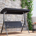 Balançoire de jardin 3 places avec auvent réglable, Balancelle de patio 3 personnes avec pare-soleil inclinable réglable, Balancelle de porche 3 places avec auvent