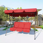 Balançoire de jardin 3 places avec auvent réglable, Balancelle de patio 3 personnes avec pare-soleil inclinable réglable, Balancelle de porche 3 places avec auvent