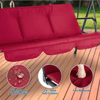 Balançoire de jardin 3 places avec auvent réglable, Balancelle de patio 3 personnes avec pare-soleil inclinable réglable, Balancelle de porche 3 places avec auvent