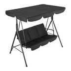 Balançoire de jardin 3 places avec auvent réglable, Balancelle de patio 3 personnes avec pare-soleil inclinable réglable, Balancelle de porche 3 places avec auvent