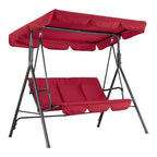 Balançoire de jardin 3 places avec auvent réglable, Balancelle de patio 3 personnes avec pare-soleil inclinable réglable, Balancelle de porche 3 places avec auvent