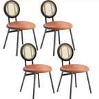 Chaises de salle à manger en rotin avec assise rembourrée épaisse et pieds en métal pour salon
