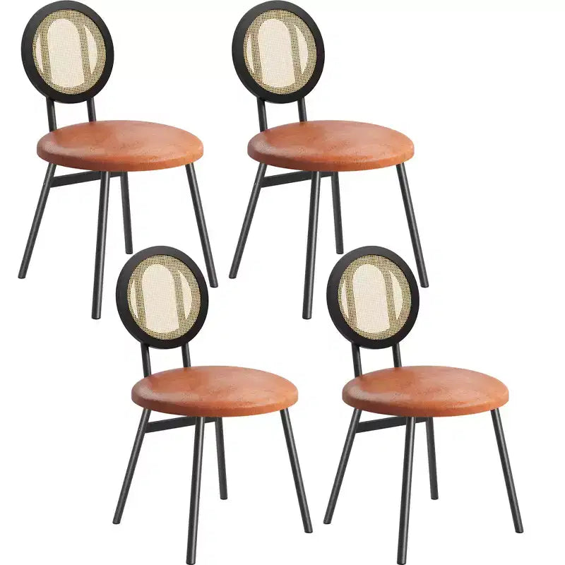 Chaises de salle à manger en rotin avec assise rembourrée épaisse et pieds en métal pour salon