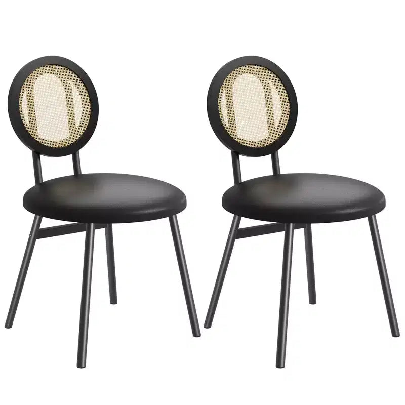 Chaises de salle à manger en rotin avec assise rembourrée épaisse et pieds en métal pour salon
