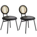 Chaises de salle à manger en rotin avec assise rembourrée épaisse et pieds en métal pour salon