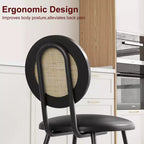 Chaises de salle à manger en rotin avec assise rembourrée épaisse et pieds en métal pour salon