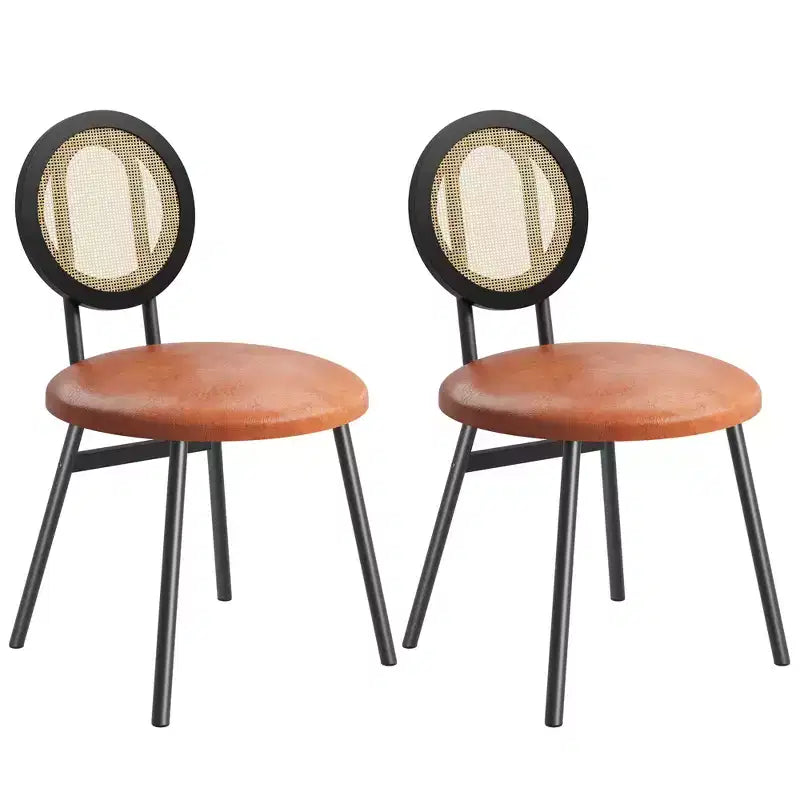 Chaises de salle à manger en rotin avec assise rembourrée épaisse et pieds en métal pour salon