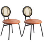 Chaises de salle à manger en rotin avec assise rembourrée épaisse et pieds en métal pour salon