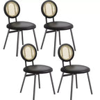 Chaises de salle à manger en rotin avec assise rembourrée épaisse et pieds en métal pour salon