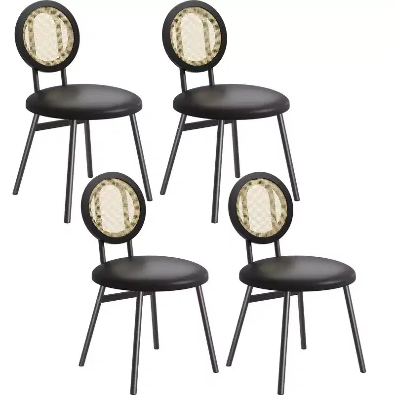 Chaises de salle à manger en rotin avec assise rembourrée épaisse et pieds en métal pour salon