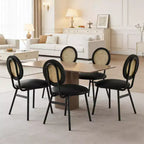 Chaises de salle à manger en rotin avec assise rembourrée épaisse et pieds en métal pour salon
