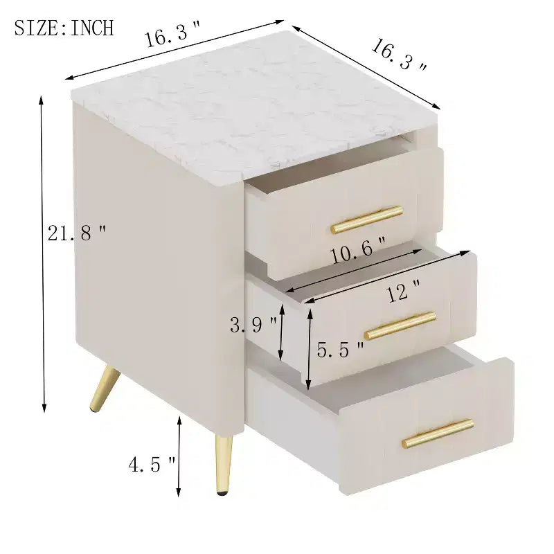 Table de chevet moderne, meuble à 3 tiroirs (N733P208520A)