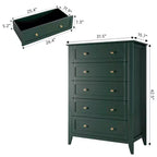 Commode 5 tiroirs pour chambre à coucher - Commode haute et moderne en bois avec tiroirs profonds et poignées en métal pour entrée ou couloir