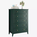 Commode 5 tiroirs pour chambre à coucher - Commode haute et moderne en bois avec tiroirs profonds et poignées en métal pour entrée ou couloir