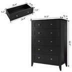Commode 5 tiroirs pour chambre à coucher - Commode haute et moderne en bois avec tiroirs profonds et poignées en métal pour entrée ou couloir