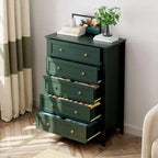 Commode 5 tiroirs pour chambre à coucher - Commode haute et moderne en bois avec tiroirs profonds et poignées en métal pour entrée ou couloir
