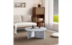 Modern Round Coffee Table, Faux Marble Top with Minimalist Nordic Design, Versatile for Living Room, Home Office, or Bedroom - White
